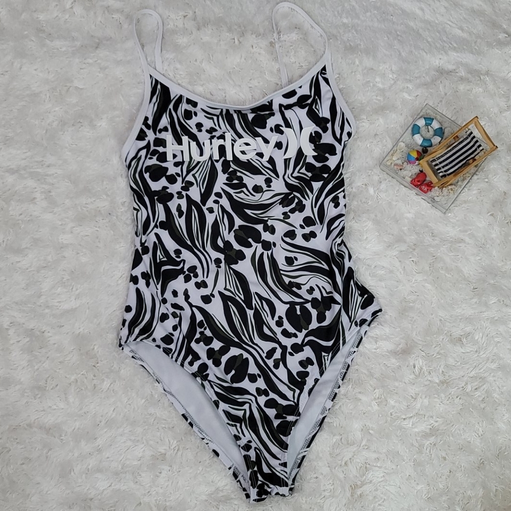 Hurley Tropical Print Cutout One Piece Swimsuit